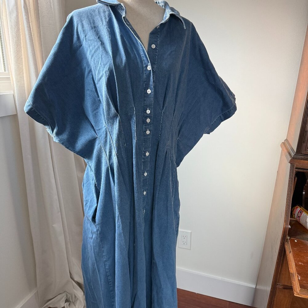 Anthropologie The Tobie Shirt Dress by Exquise in Denim Size 2X - Picture 2 of 8